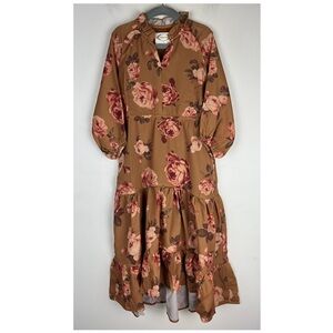 Joyfolie Prairie Cottagecore Cowgirl Ruffle Maxi Ashley Dress Ochre Floral 4